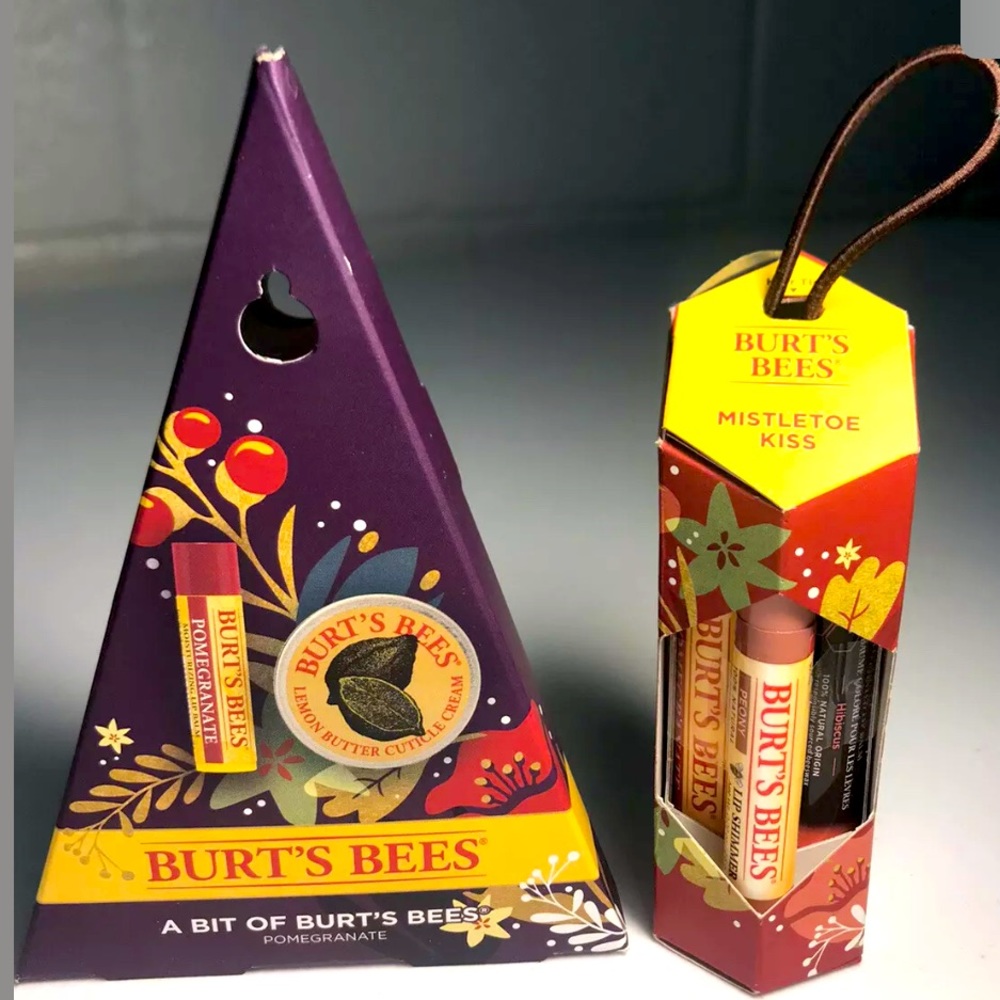 2 New Burts Bees Lip Balm & Cuticle Cream Gift